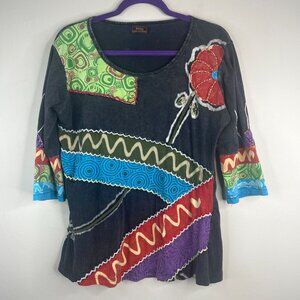 Rising International Vintage Top Large Hippie Festival 90s Flower Child 70s Boho